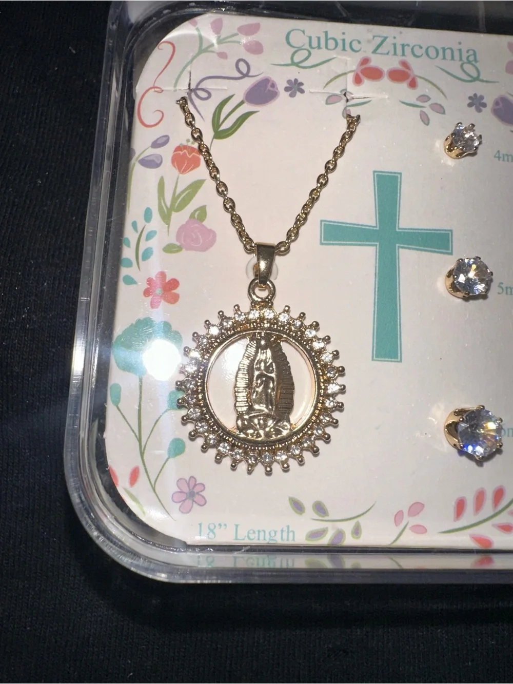 Praying Hands Pendant Necklace & Stud Earring Set — 18
